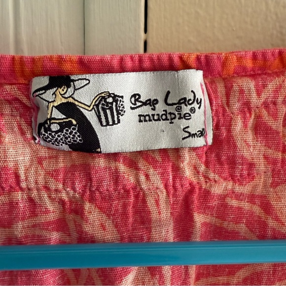 Mud Pie Bag Lady V-Neck Long Sleeve Coral Women’s Swim Coverup Small 100% Linen - Picture 2 of 5